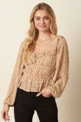 Load image into Gallery viewer, FLOWER PRINT SQUARE NECK PEPLUM TOP
