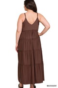 Load image into Gallery viewer, Plus V-neck Cami Maxi Tiered Dress W Side Pockets