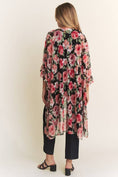 Load image into Gallery viewer, 3/4 SLEEVE OVERSIZED LONG BODY FLORAL MESH KIMONO
