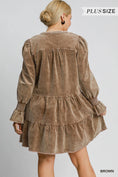 Load image into Gallery viewer, Plus Stone Washed Corduroy Tiered Dress
