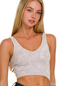 Load image into Gallery viewer, Washed Ribbed Cropped V-neck Tank Top
