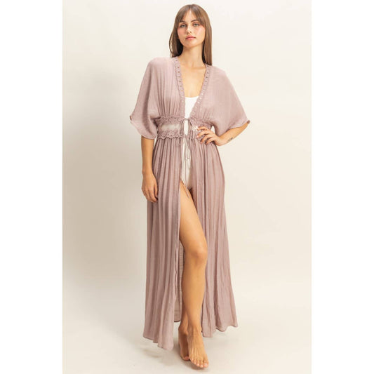 Tie-Front Lace Long Duster