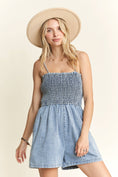 Load image into Gallery viewer, SMOCKING TOP DENIM ROMPER
