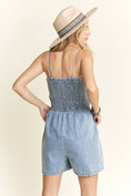 Load image into Gallery viewer, SMOCKING TOP DENIM ROMPER
