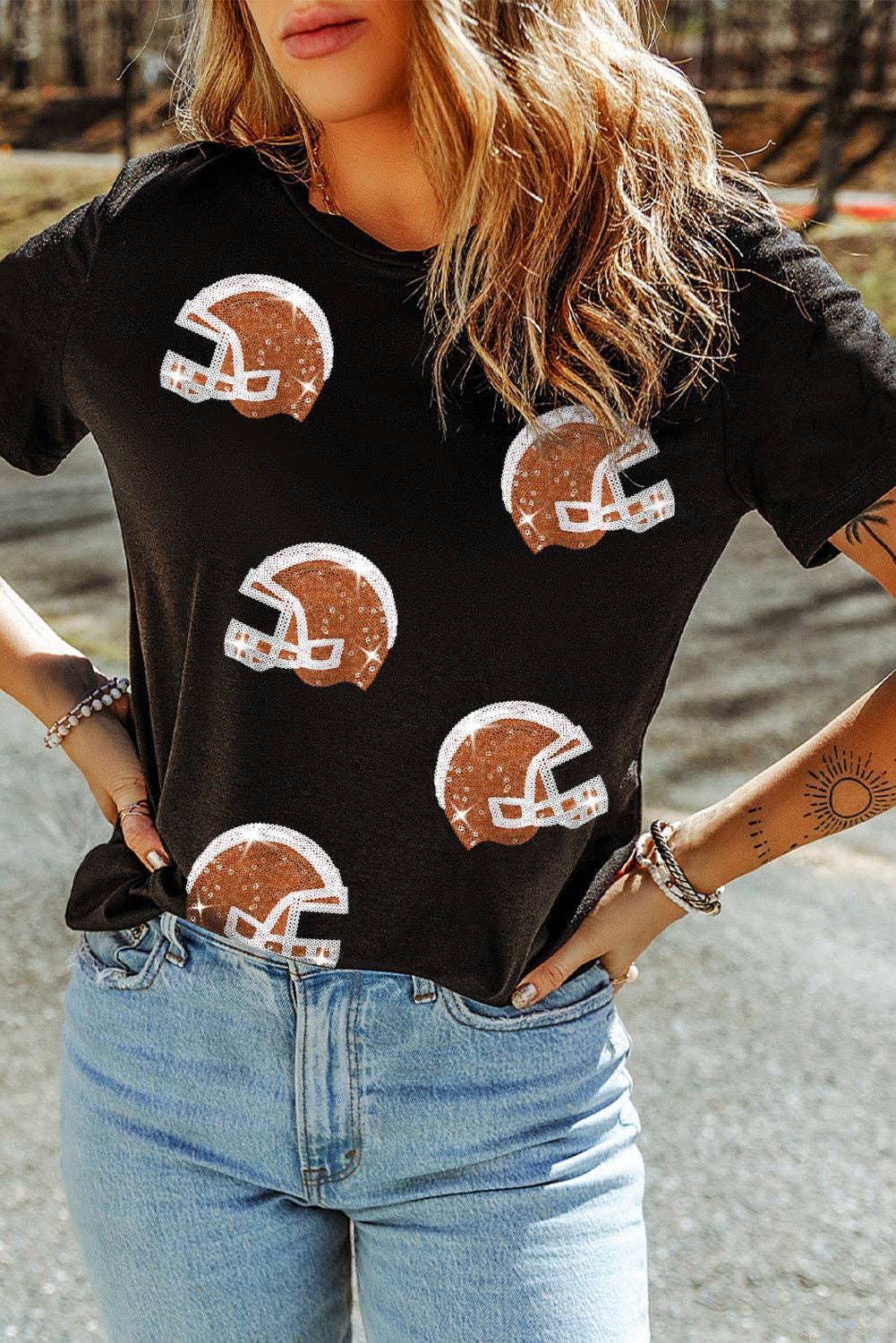 Sequin Helmet Graphic Tee | S-2XL