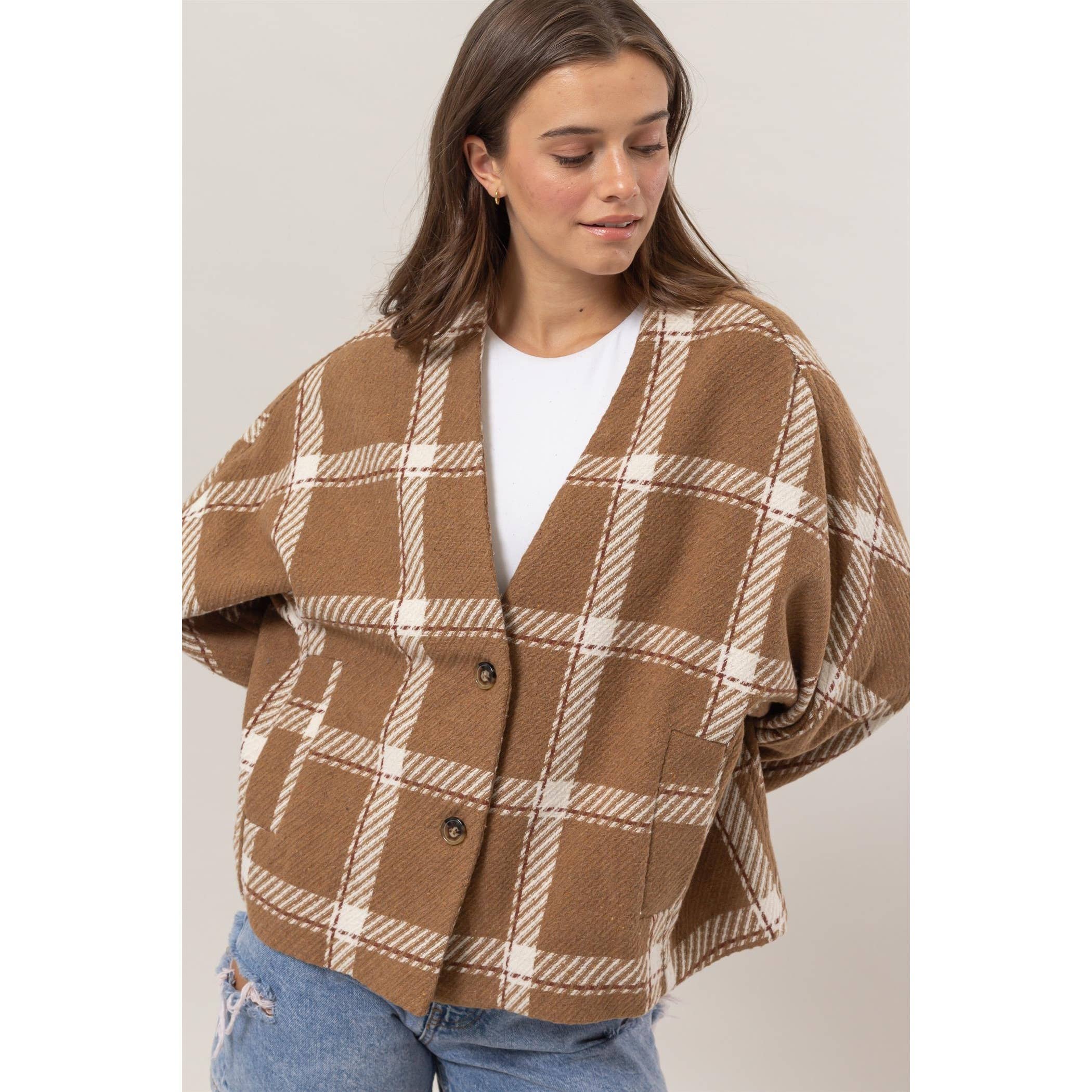 Plaid Pattern Oversized Jacket