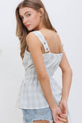 Load image into Gallery viewer, Cotton Plaid Tie Smocked Waist Picnic Blouse Tank
