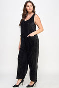 Load image into Gallery viewer, Plus Size Velvet Plisse Overall Jumpsuit
