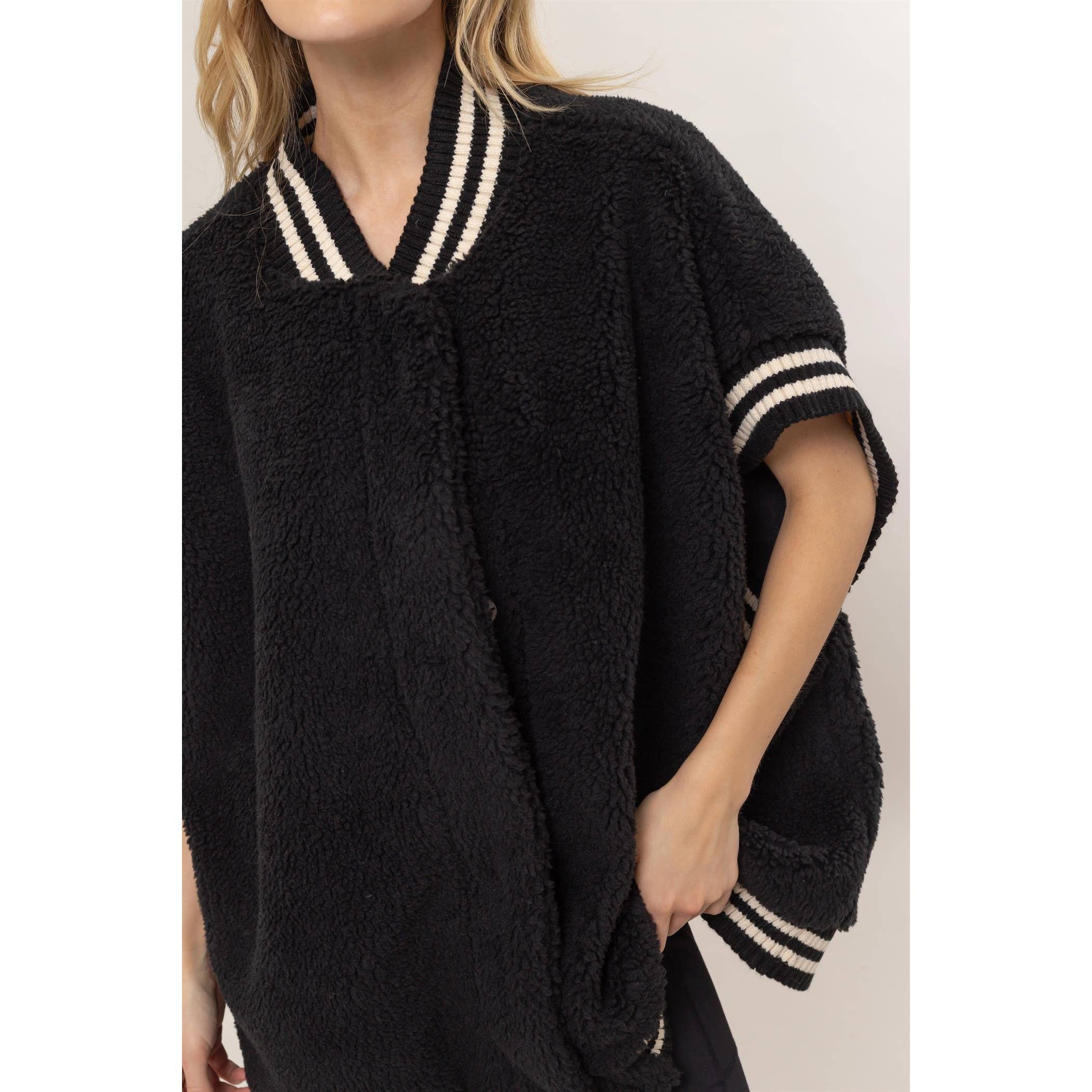 Stripe Edge Oversized Teddy Vest