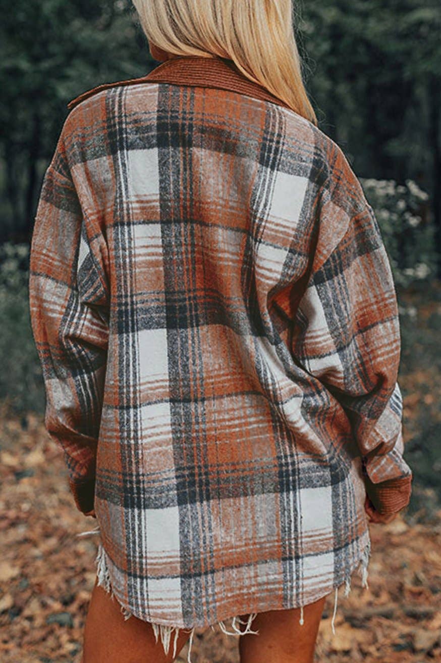 Plaid Corduroy Chest Pocket Shacket