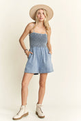 Load image into Gallery viewer, SMOCKING TOP DENIM ROMPER
