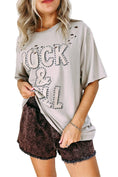 Load image into Gallery viewer, Rock & Roll Graphic Ripped Oversized Tee | S-XL
