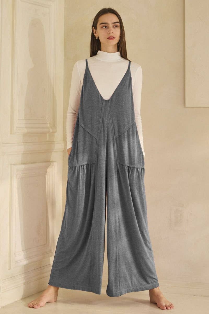 Plus Soft Rayon Jersey Palazzo Jumpsuit