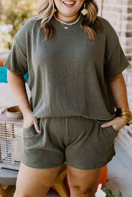 Ribbed Top and Shorts Set Plus Size