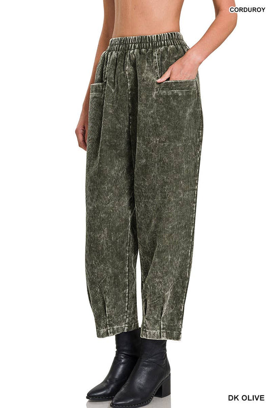 Mineral Wash Corduroy Cropped Pants