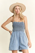 Load image into Gallery viewer, SMOCKING TOP DENIM ROMPER
