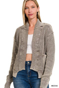 Load image into Gallery viewer, Washed Dropped Shoulder Cardigan W Side Pockets
