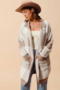 Load image into Gallery viewer, Soft Touch Faux Hairy Checkered Cardigan
