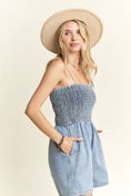 Load image into Gallery viewer, SMOCKING TOP DENIM ROMPER
