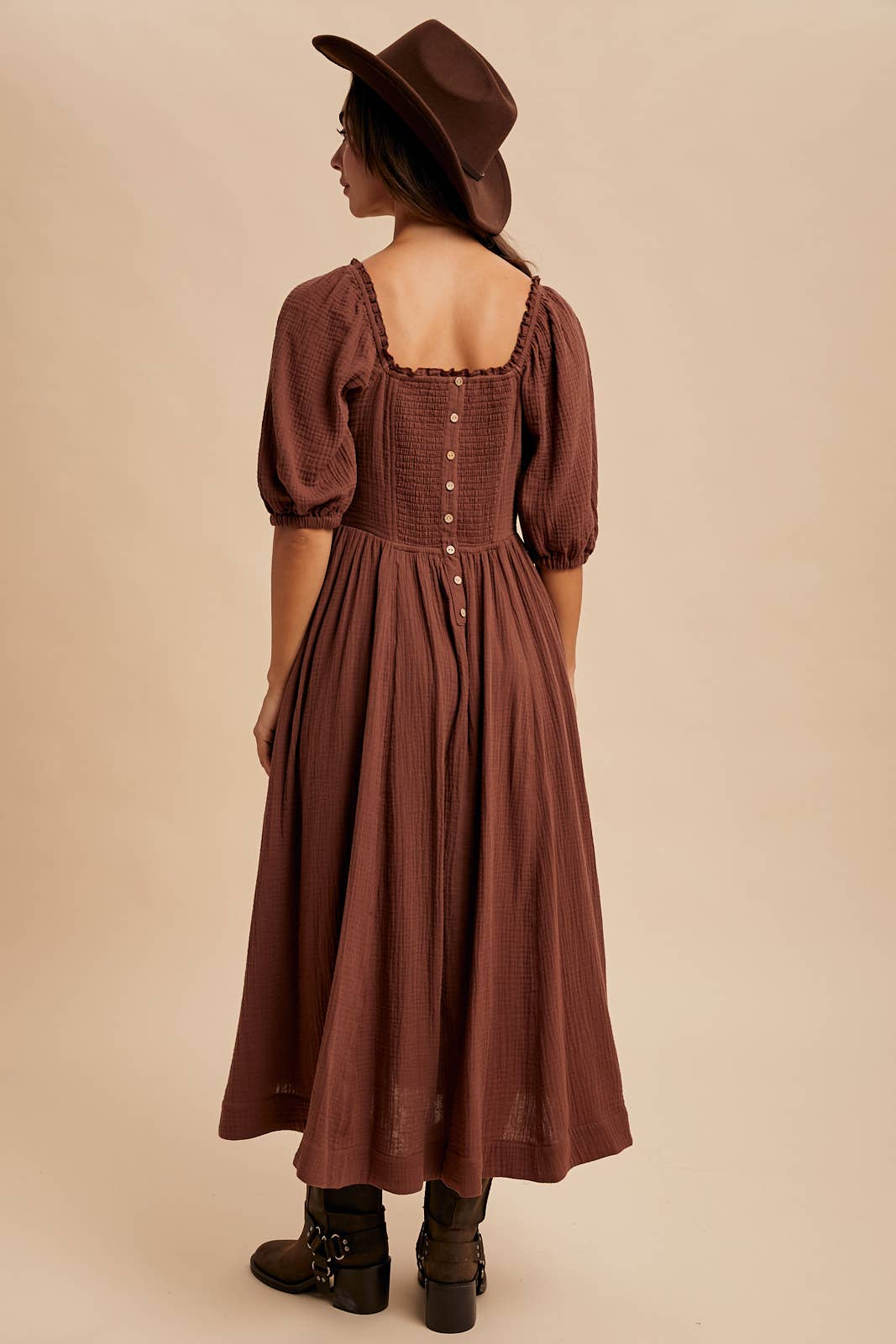 COTTON SQUARE NECK MAXI DRESS