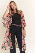 Load image into Gallery viewer, 3/4 SLEEVE OVERSIZED LONG BODY FLORAL MESH KIMONO
