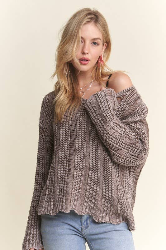 Distressed Mineral Washed Sweater