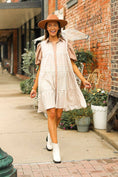 Load image into Gallery viewer, Brown Gingham Button Down Dress
