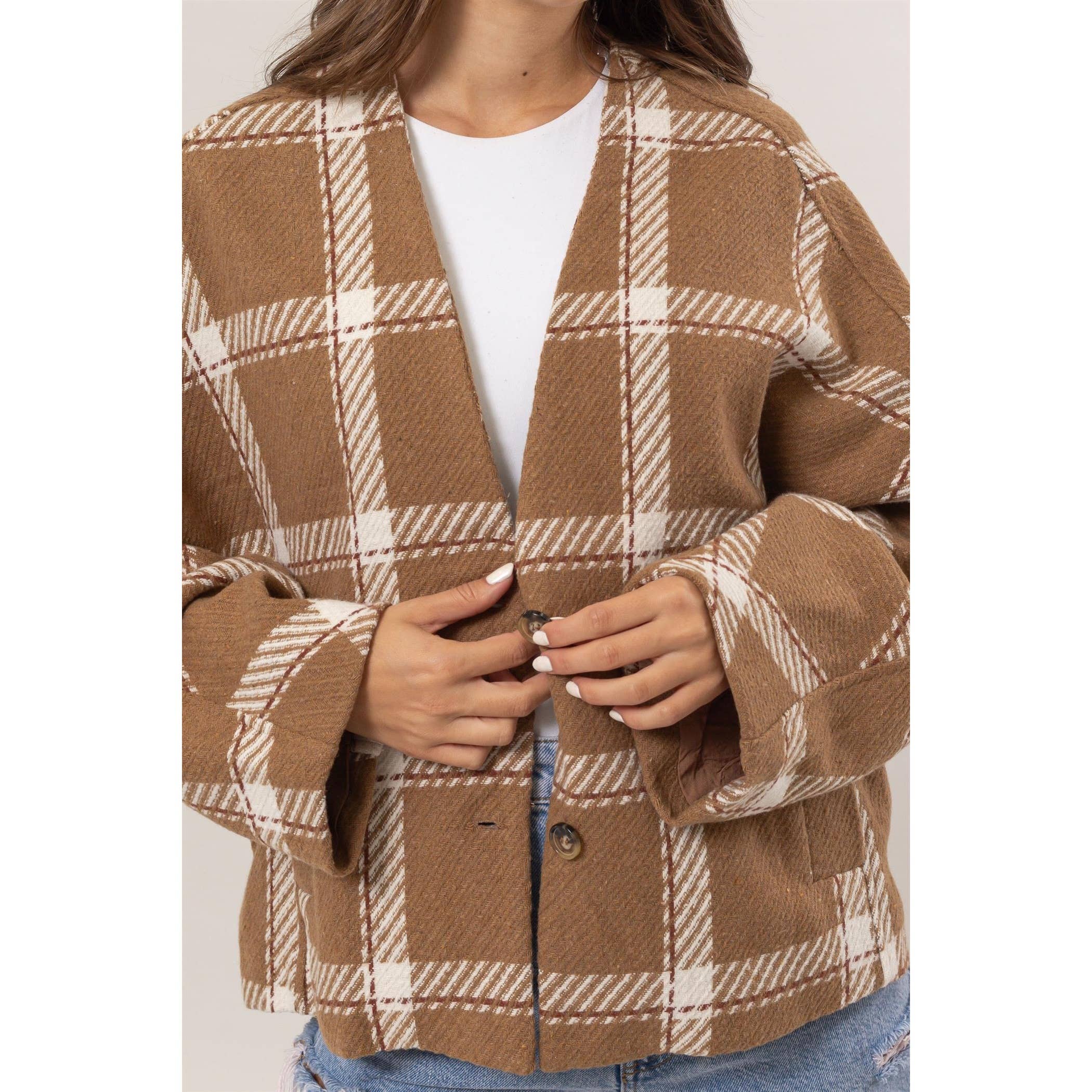 Plaid Pattern Oversized Jacket