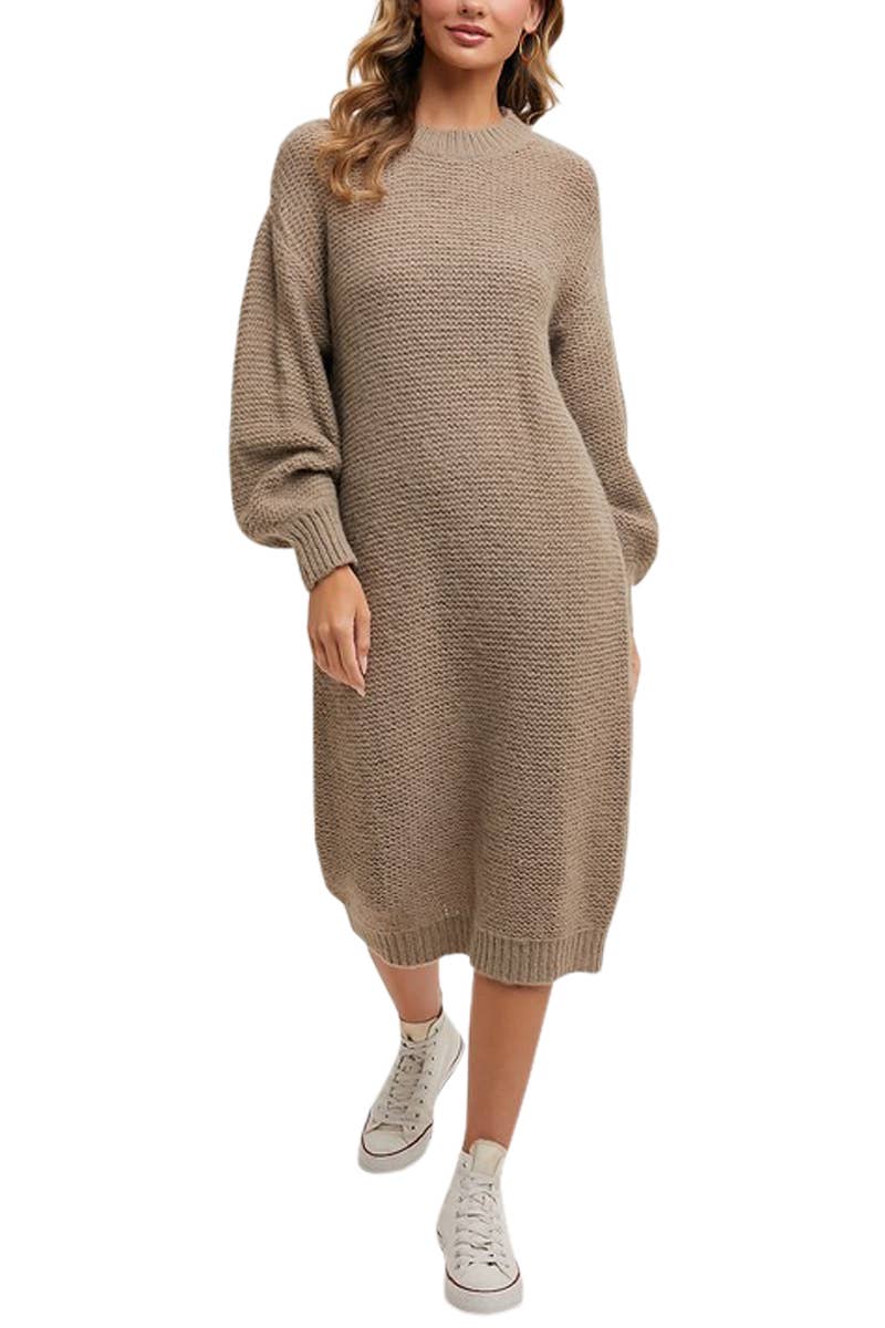 Oversized Lightweight Knit Sweater Midi Dress