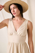 Load image into Gallery viewer, LINEN EMPIRE WAIST SLEEVELESS MIDI DRESS
