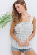 Load image into Gallery viewer, Cotton Plaid Tie Smocked Waist Picnic Blouse Tank
