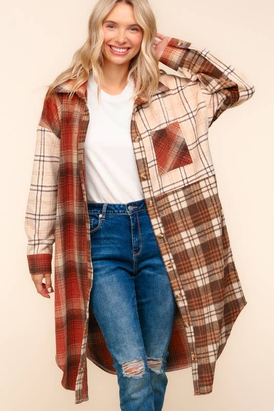 Plus Flannel Plaid Oversized Shacket