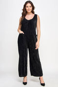 Load image into Gallery viewer, Plus Size Velvet Plisse Overall Jumpsuit
