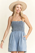 Load image into Gallery viewer, SMOCKING TOP DENIM ROMPER
