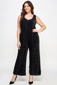 Load image into Gallery viewer, Plus Size Velvet Plisse Overall Jumpsuit
