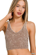 Load image into Gallery viewer, Washed Ribbed Cropped V-neck Tank Top
