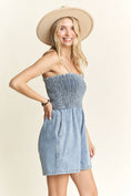 Load image into Gallery viewer, SMOCKING TOP DENIM ROMPER
