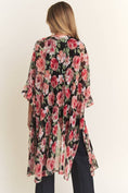 Load image into Gallery viewer, 3/4 SLEEVE OVERSIZED LONG BODY FLORAL MESH KIMONO
