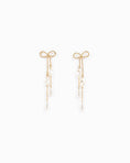 Load image into Gallery viewer, Long Bow Pearl Deco Drop Earrings
