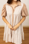 Load image into Gallery viewer, Brown Gingham Button Down Dress
