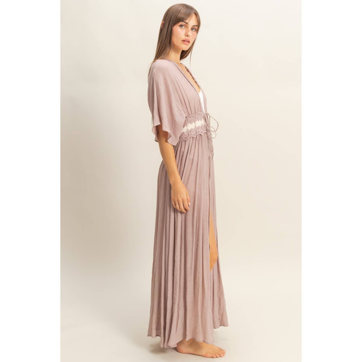 Tie-Front Lace Long Duster