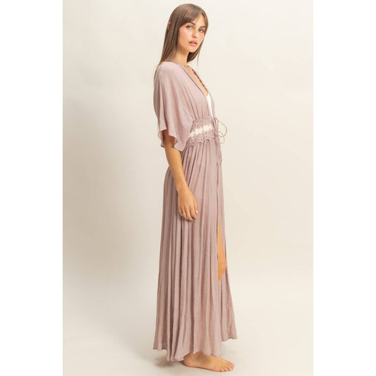 Tie-Front Lace Long Duster