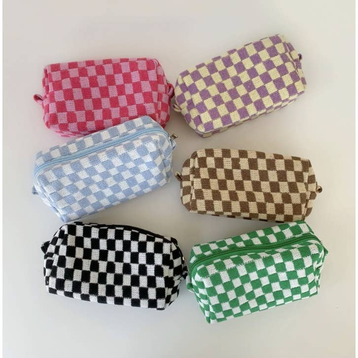 Checkered Pattern Make Up Bags