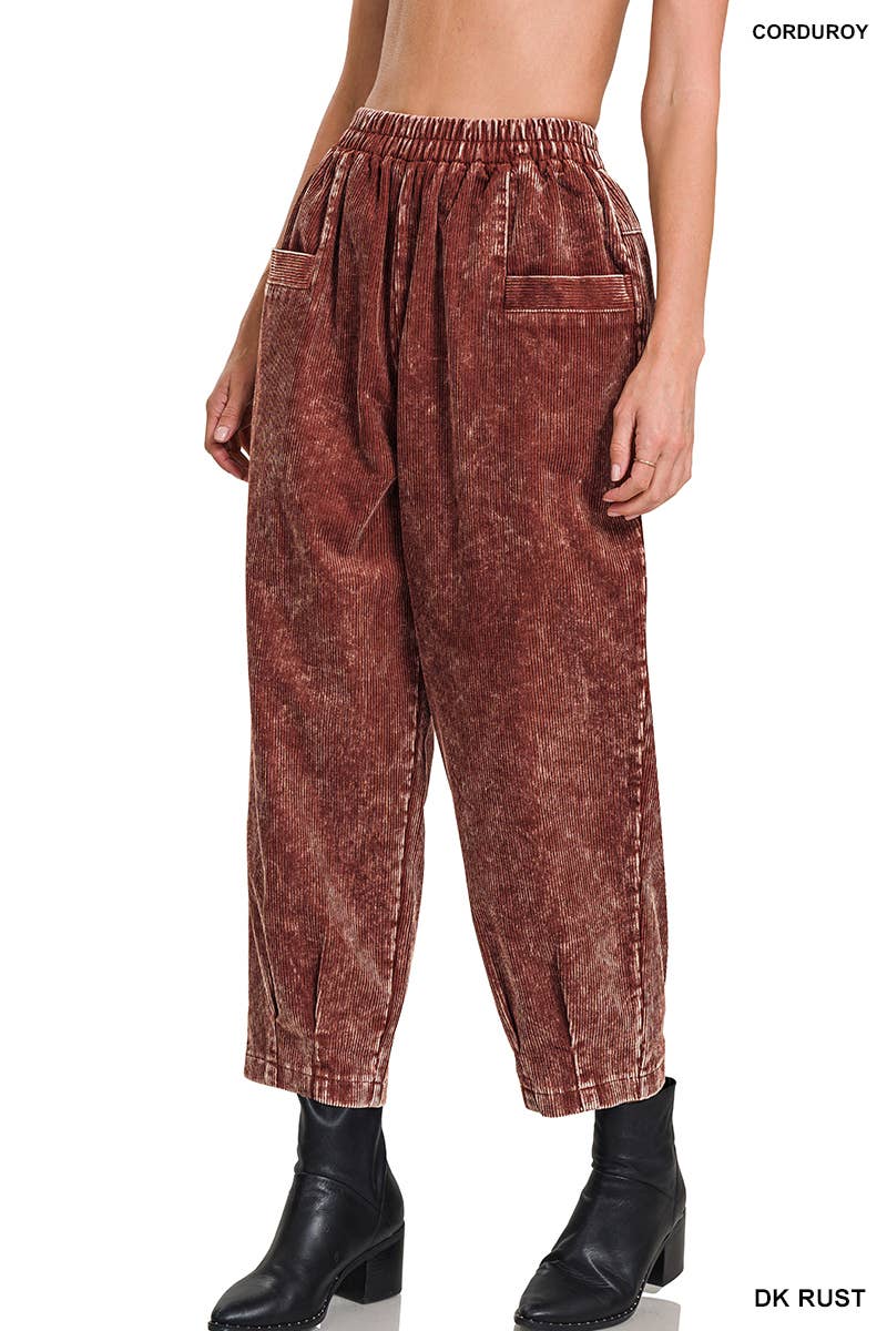 Mineral Wash Corduroy Cropped Pants