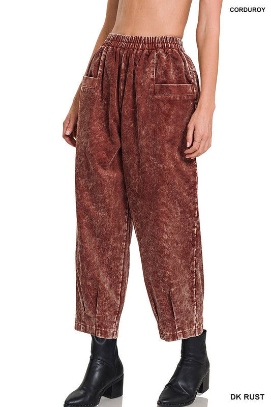 Mineral Wash Corduroy Cropped Pants