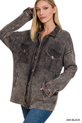 Load image into Gallery viewer, Cotton Waffle Acid Wash Oversized Shacket
