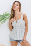 Load image into Gallery viewer, Cotton Plaid Tie Smocked Waist Picnic Blouse Tank

