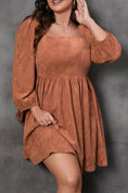 Load image into Gallery viewer, Suede Balloon Sleeve Dress Plus Size
