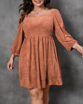 Load image into Gallery viewer, Suede Balloon Sleeve Dress Plus Size
