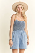 Load image into Gallery viewer, SMOCKING TOP DENIM ROMPER
